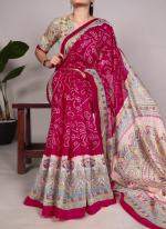 Silk Pink Daily Wear Printed Saree